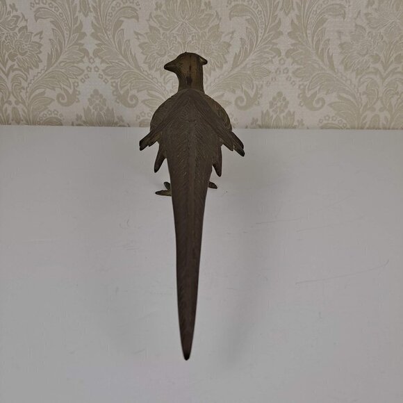 Brass Pheasant Bird Free Standing Carved Detail Vintage MCM Figurine - Picture 5 of 14